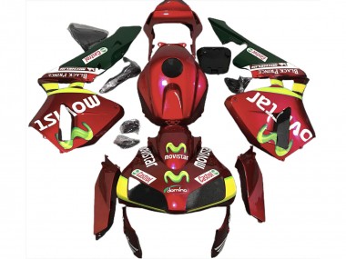 Affordable 2003-2004 Honda CBR600RR Motorcycle Fairings - Red Yellow Green MoviStar Australia