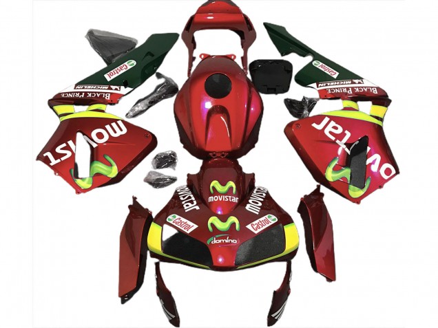 2003-2004 Honda CBR600RR Motorcycle Fairings - Red Yellow Green MoviStar Australia