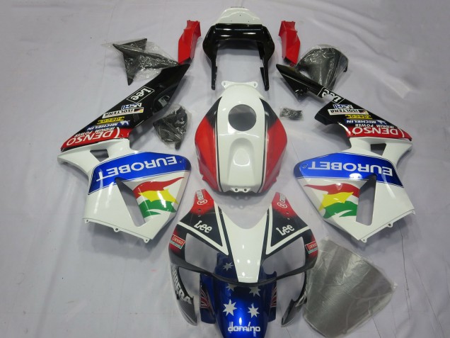 2003-2004 Honda CBR600RR Motorcycle Fairing Kits - White Red Blue Glossy Black EuroBet Australia