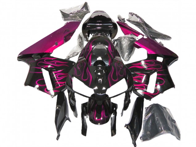 2005-2006 Honda CBR600RR Motorcycle Fairings - Glossy Black Pink Flame Australia