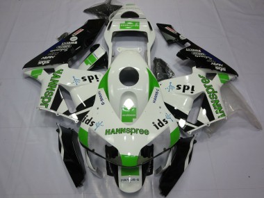 Affordable 2003-2004 Honda CBR600RR Motorcycle Fairings - White Green Glossy Black Hannspree Australia
