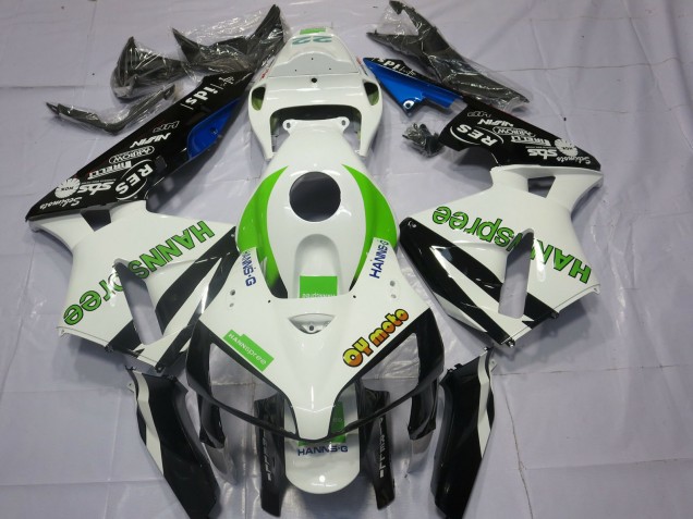 2005-2006 Honda CBR600RR Motorcycle Fairings - White Green Glossy Black HannSpree Australia