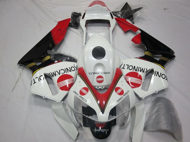 2003-2004 Honda CBR600RR Motorcycle Fairings - White Red Glossy Black Konica Minolta Australia