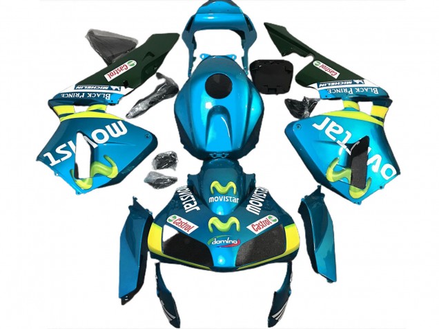 2003-2004 Honda CBR600RR Motorcycle Fairings - Light Blue Yellow Green MoviStar Australia
