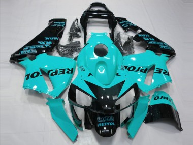 Affordable 2003-2004 Honda CBR600RR Motorcycle Fairings - Light Blue Glossy Black Repsol Australia