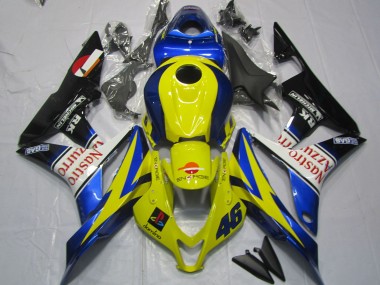 Affordable 2007-2008 Honda CBR600RR Motorcycle Fairings - Yellow Blue White Glossy Black Nastro Azzurro Australia