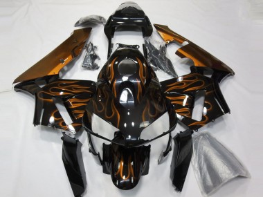 Affordable 2003-2004 Honda CBR600RR Motorcycle Fairings - Glossy Black Orange Flame Australia