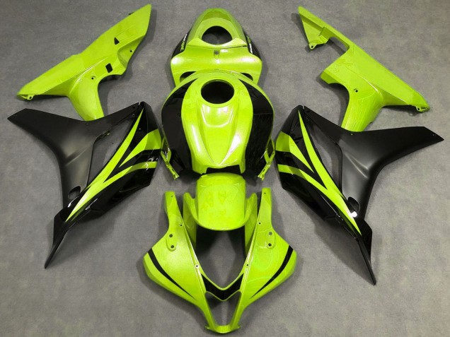2007-2008 Honda CBR600RR Motorcycle Fairings - Neon Yellow Matte Black OEM Style Australia