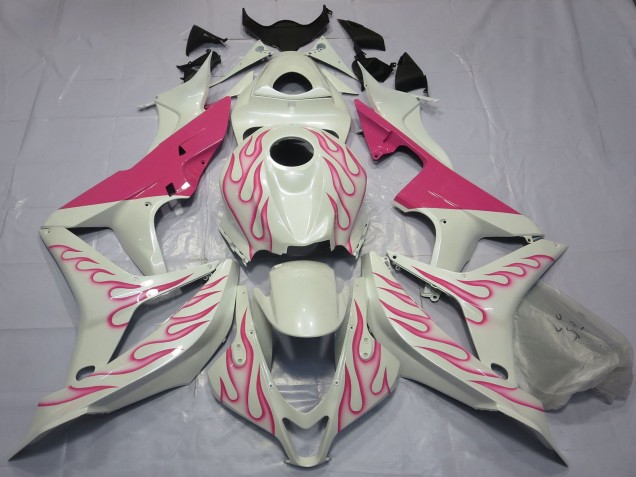 2007-2008 Honda CBR600RR Motorcycle Fairings - White Pink Flame Australia