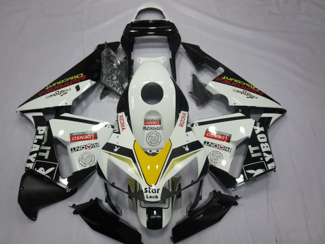 2003-2004 Honda CBR600RR Motorcycle Fairings - White Yellow Glossy Black Playboy Style Australia