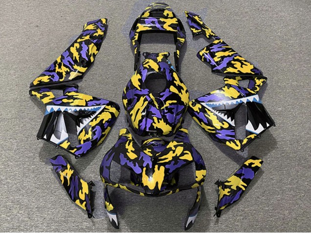 2003-2004 Honda CBR600RR Motorcycle Fairings - Purple Yellow Camouflage Shark Australia