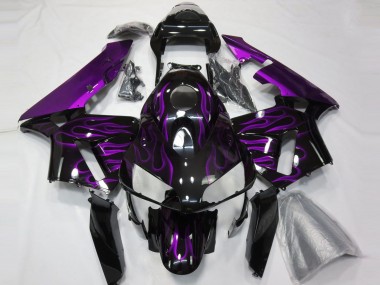 Affordable 2003-2004 Honda CBR600RR Motorcycle Fairings - Glossy Black Purple Flame Australia