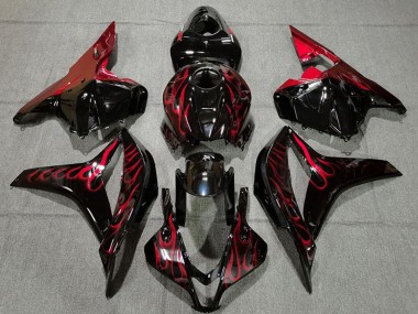Affordable 2009-2012 Honda CBR600RR Motorcycle Fairings - Glossy Black Red Flame Australia