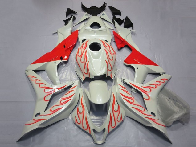 2007-2008 Honda CBR600RR Motorcycle Fairings - White Red Flame Australia
