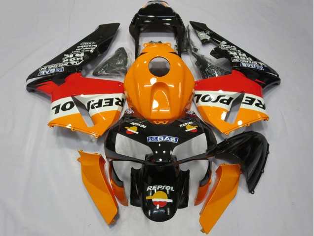 2003-2004 Honda CBR600RR Complete Motorcycle Fairings - Orange White Red Glossy Black Repsol Australia