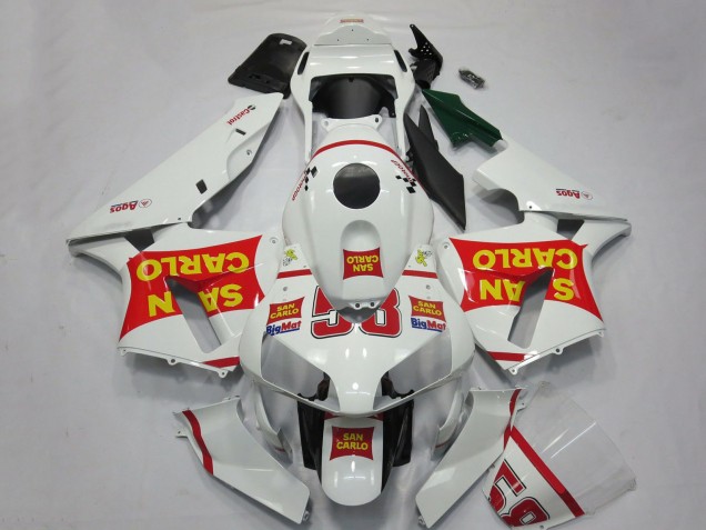 2003-2004 Honda CBR600RR Motorcycle Fairings - White Red Yellow San Carlo 58 Australia