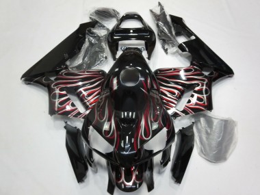 Affordable 2005-2006 Honda CBR600RR Motorcycle Fairings - Glossy Black Silver Red Flame Australia