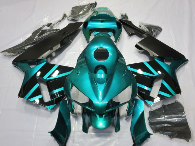 2005-2006 Honda CBR600RR Motorcycle Fairings - Teal Glossy Black Design Australia