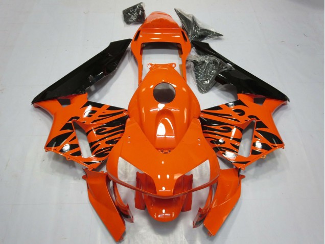 2003-2004 Honda CBR600RR Motorcycle Fairings - Orange Glossy Black Tribal Australia