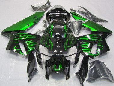 Affordable 2005-2006 Honda CBR600RR Motorcycle Fairings - Glossy Black Vibrant Green Flame Australia