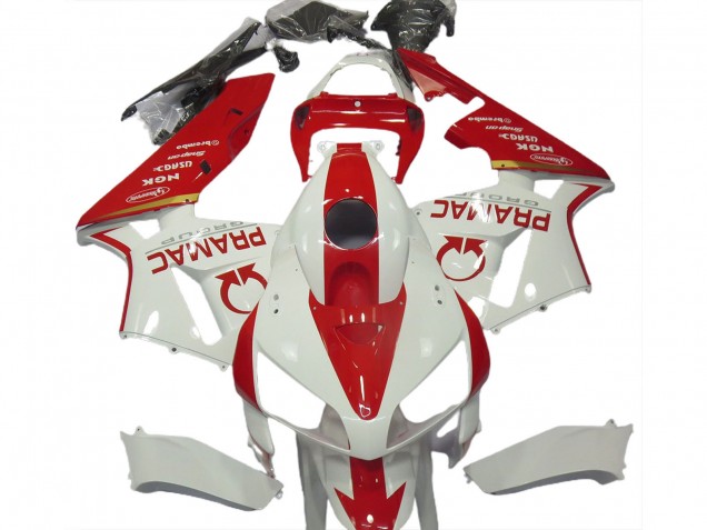 2005-2006 Honda CBR600RR Motorcycle Fairings - White Red Pramac Australia