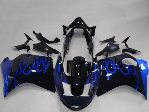 1996-2007 Honda CBR1100XX Blackbird Motorcycle Fairings - Glossy Black Blue Flame Australia