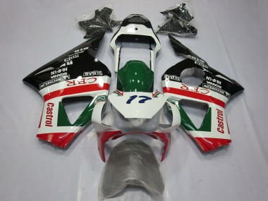 Affordable 2002-2003 Honda CBR954RR Motorcycle Fairings - White Red Green Glossy Black CRR Castrol Australia