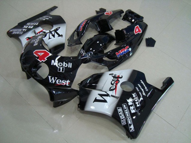 1990-1998 Honda CBR250RR Motorcycle Fairings - Glossy Black White West Mobil Australia
