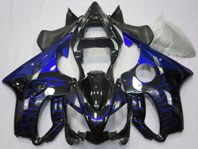 2001-2003 Honda CBR600 F4i Motorcycle Fairings - Glossy Black Blue Flame Australia
