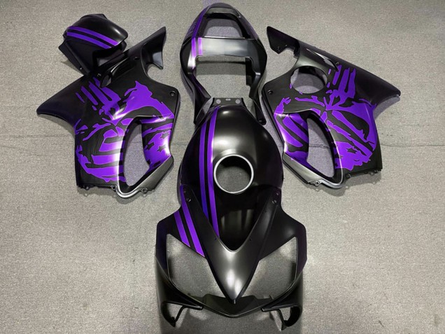 2001-2003 Honda CBR600 F4i Motorcycle Fairings - Purple Matte Black Skull Australia