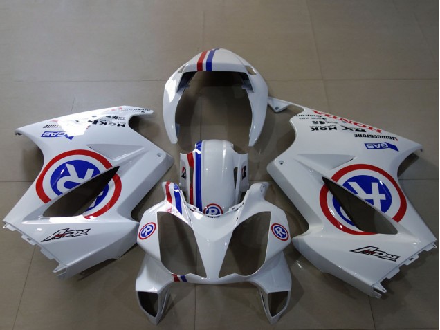 2002-2013 Honda VFR 800 Motorcycle Fairings - White Blue Red Custom R Australia