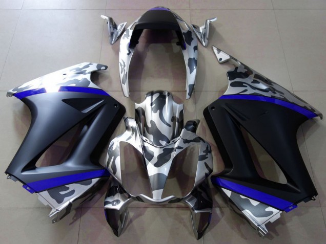 2002-2013 Honda VFR 800 Motorcycle Fairings - Grey Camouflage Blue Matte Black Australia