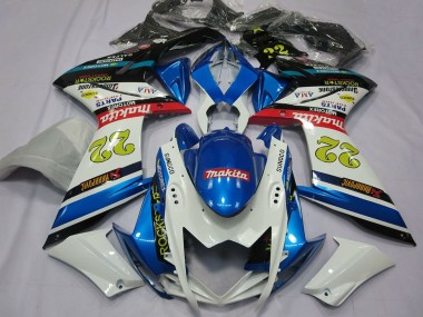 Affordable 2007-2008 Suzuki GSXR 1000 Motorcycle Fairings - White Blue Red Black Motul 22 Australia