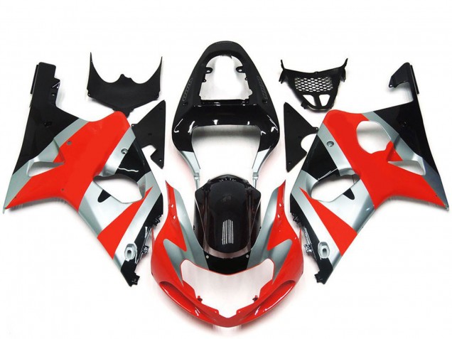 2000-2002 Suzuki GSXR 1000 Motorcycle Fairings - Silver Red Glossy Black OEM Style Australia