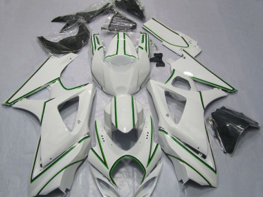 Affordable 2007-2008 Suzuki GSXR 1000 Motorcycle Fairings - Glossy White Green Pinstripe Australia