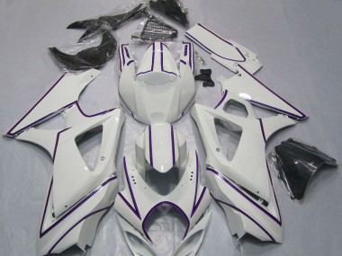 Affordable 2007-2008 Suzuki GSXR 1000 Motorcycle Fairings - Glossy White Purple Pinstripe Australia