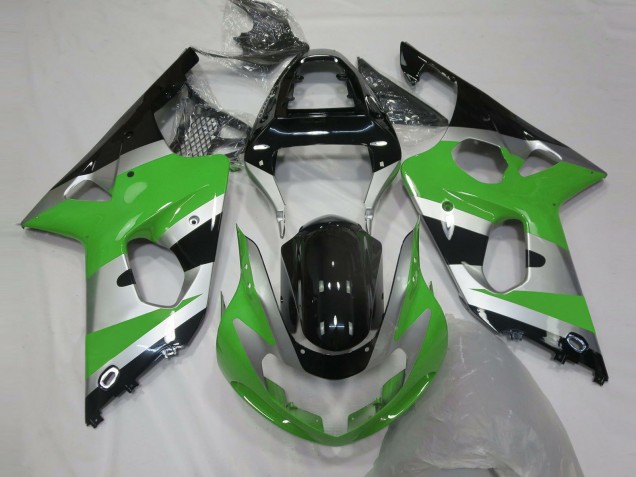 2000-2002 Suzuki GSXR 1000 Motorcycle Fairings - Green Silver Glossy Black OEM Style Australia