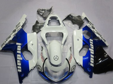 Affordable 2000-2002 Suzuki GSXR 1000 Motorcycle Fairings - White Blue Jordan Australia