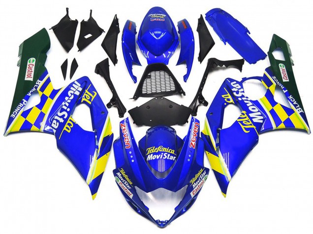 2005-2006 Suzuki GSXR 1000 Motorcycle Fairings - Blue Yellow Green MoviStar Castrol Australia