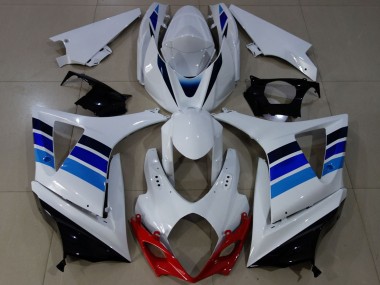 Affordable 2007-2008 Suzuki GSXR 1000 Motorcycle Fairings - White Blue OEM Style Australia