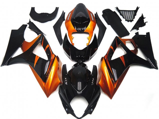 2007-2008 Suzuki GSXR 1000 Motorcycle Fairings - Orange Glossy Black Australia