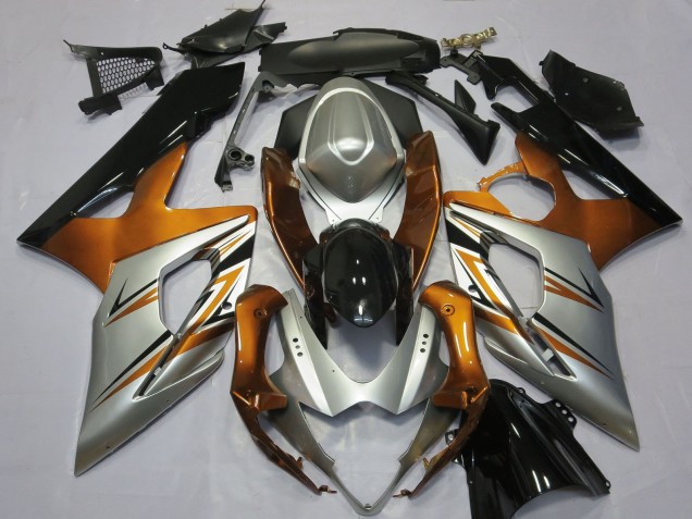 2005-2006 Suzuki GSXR 1000 Motorcycle Fairings - Orange Silver Glossy Black Australia