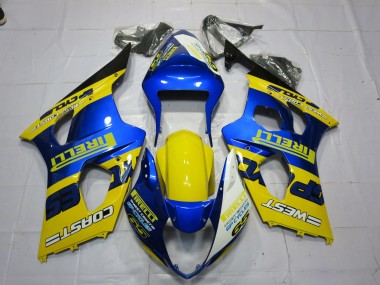 Affordable 2003-2004 Suzuki GSXR 1000 Motorcycle Fairings - Blue Yellow Black Pirelli Australia