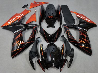 Affordable 2006-2007 Suzuki GSXR 600 / GSXR 750 Motorcycle Fairings - Glossy Black Orange Bacardi Australia