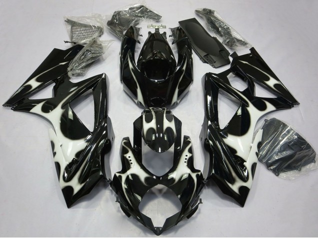 2008-2010 Suzuki GSXR 600 / GSXR 750 Motorcycle Fairings - Glossy Black White Australia