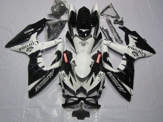 2008-2010 Suzuki GSXR 600 / GSXR 750 Motorcycle Fairing - White Black Alstare Corona Motul Australia
