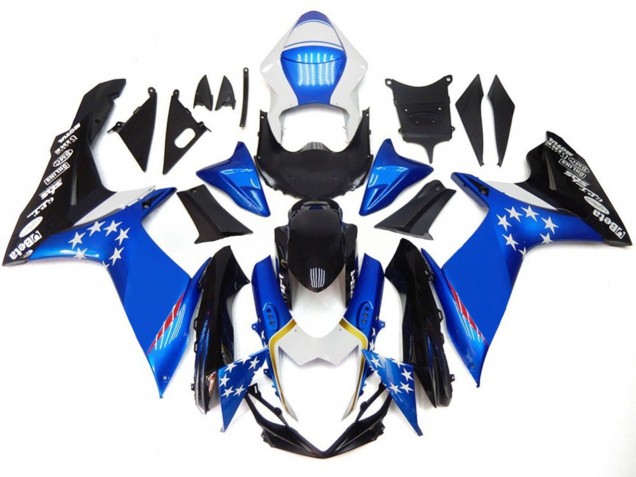 2011-2024 Suzuki GSXR 600 / GSXR 750 Motorcycle Fairings - Blue Style with Red Stars Australia