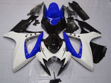 Affordable 2006-2007 Suzuki GSXR 600 / GSXR 750 Motorcycle Fairings - White Blue Glossy Black Star Australia