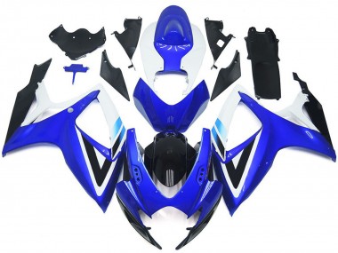 Affordable 2006-2007 Suzuki GSXR 600 / GSXR 750 Motorcycle Fairing Kits - White Blue Glossy Black OEM Style Australia