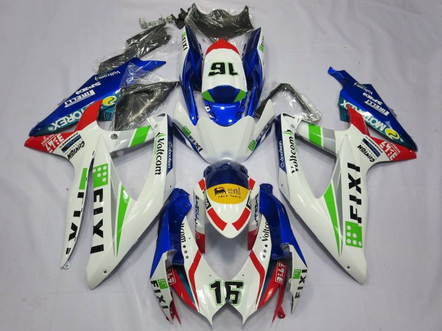 2008-2010 Suzuki GSXR 600 / GSXR 750 Motorcycle Fairings - White Blue Green Yellow Red Fixi 16 Australia